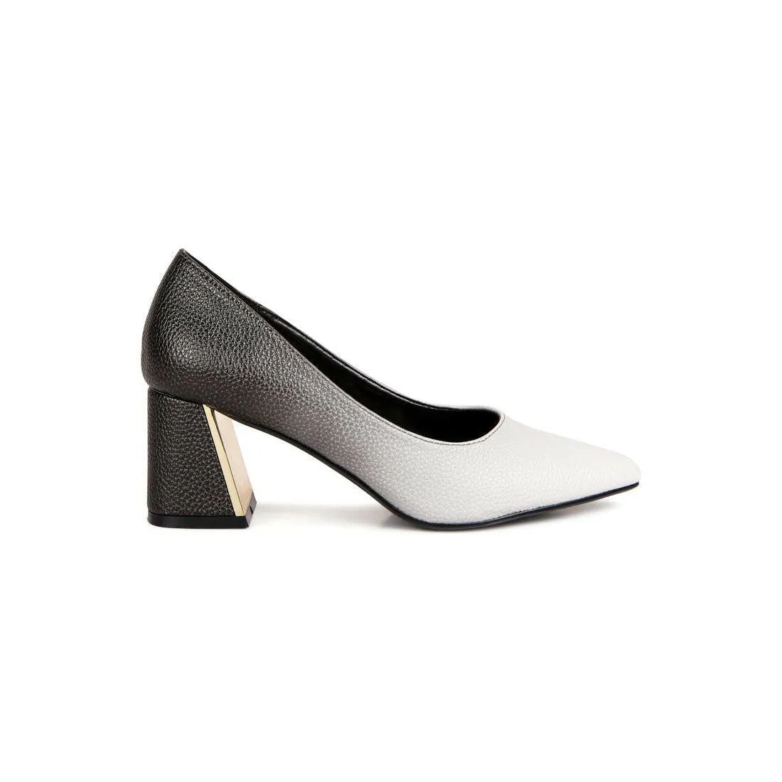Harlow Metallic Accent Block Heel Pumps