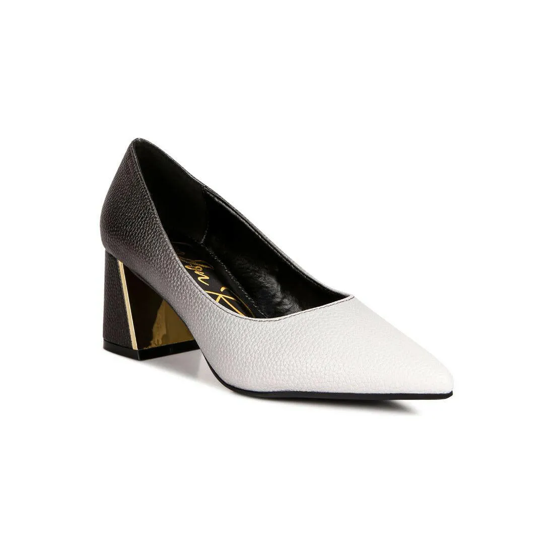 Harlow Metallic Accent Block Heel Pumps