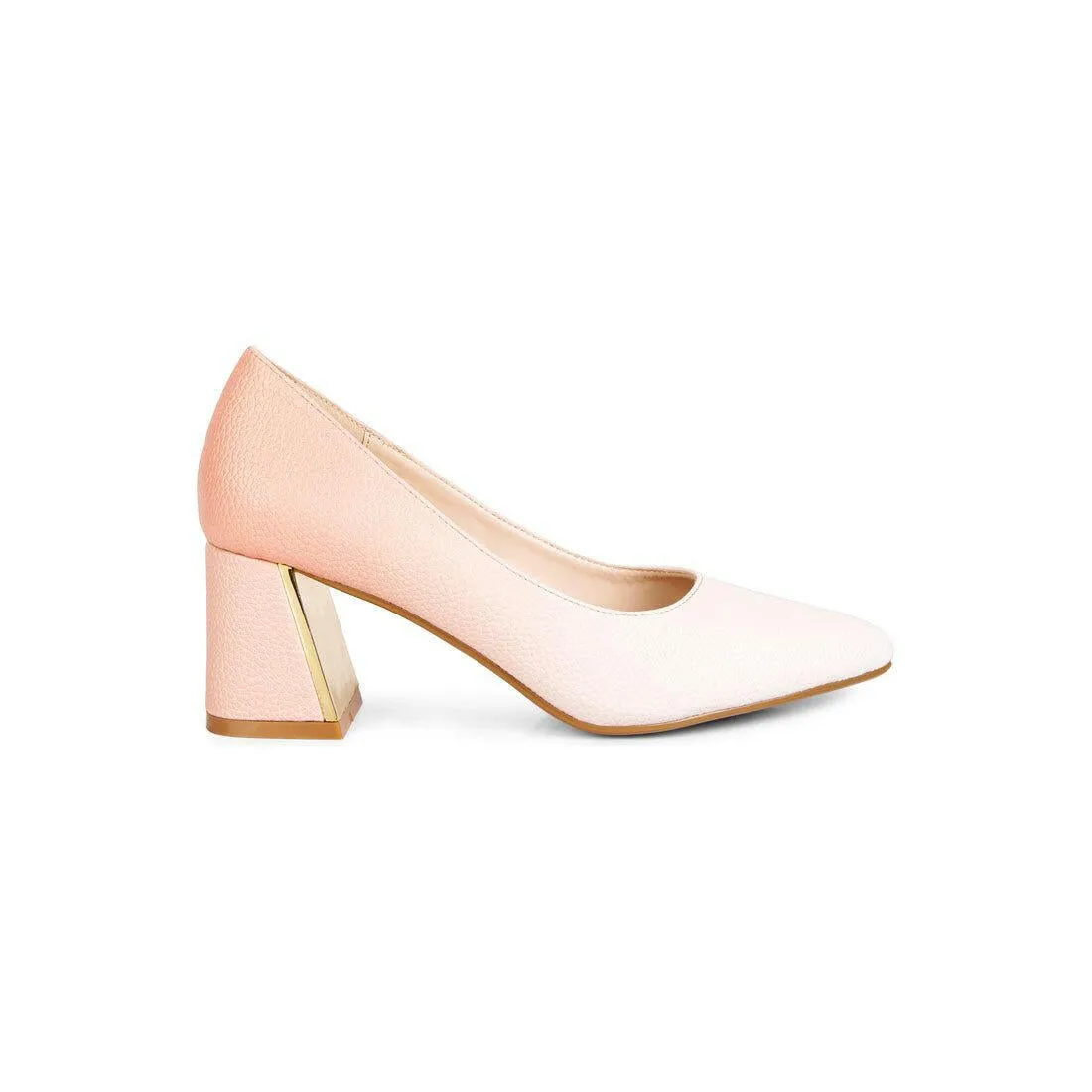 Harlow Metallic Accent Block Heel Pumps
