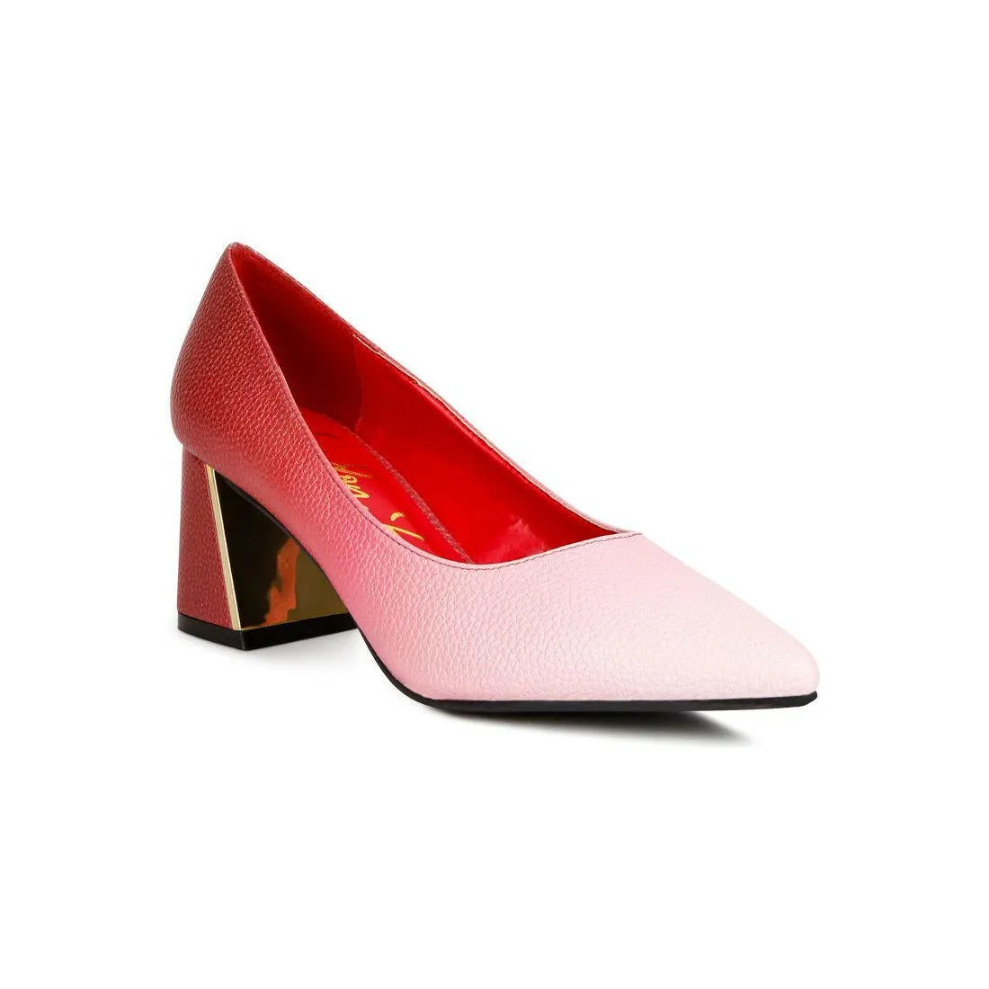 Harlow Metallic Accent Block Heel Pumps
