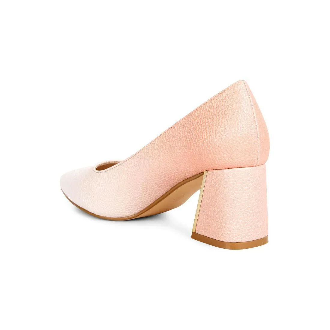Harlow Metallic Accent Block Heel Pumps