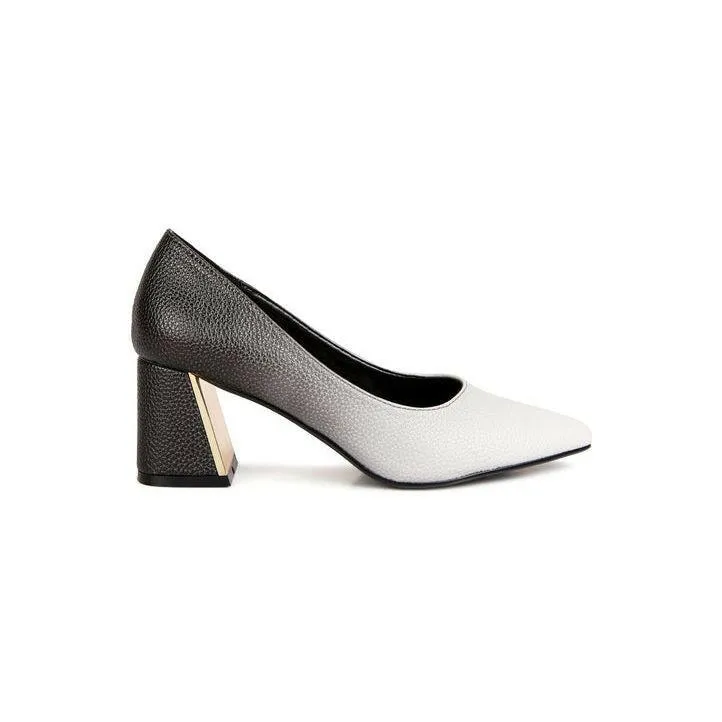 Harlow Metallic Accent Block Heel Pumps