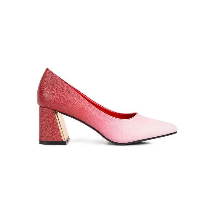 Harlow Metallic Accent Block Heel Pumps