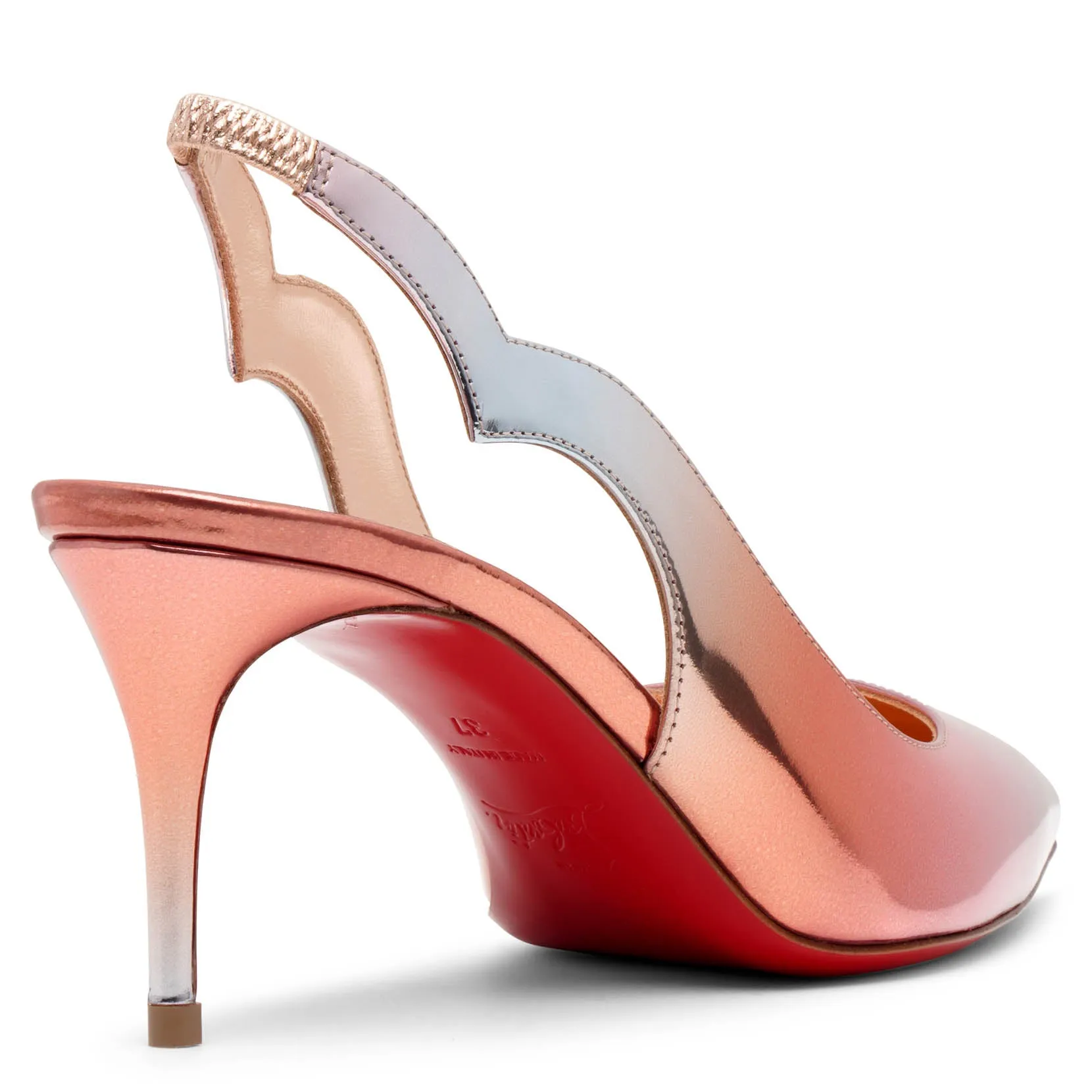 Hot Chick 70 metallic patent slingbacks