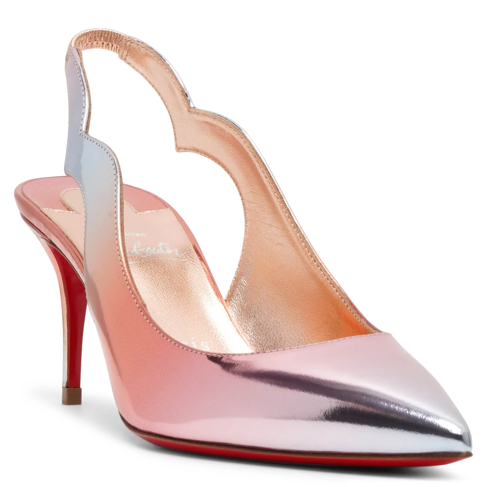 Hot Chick 70 metallic patent slingbacks