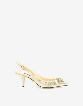 Jacquard Embellished Slingback Pumps