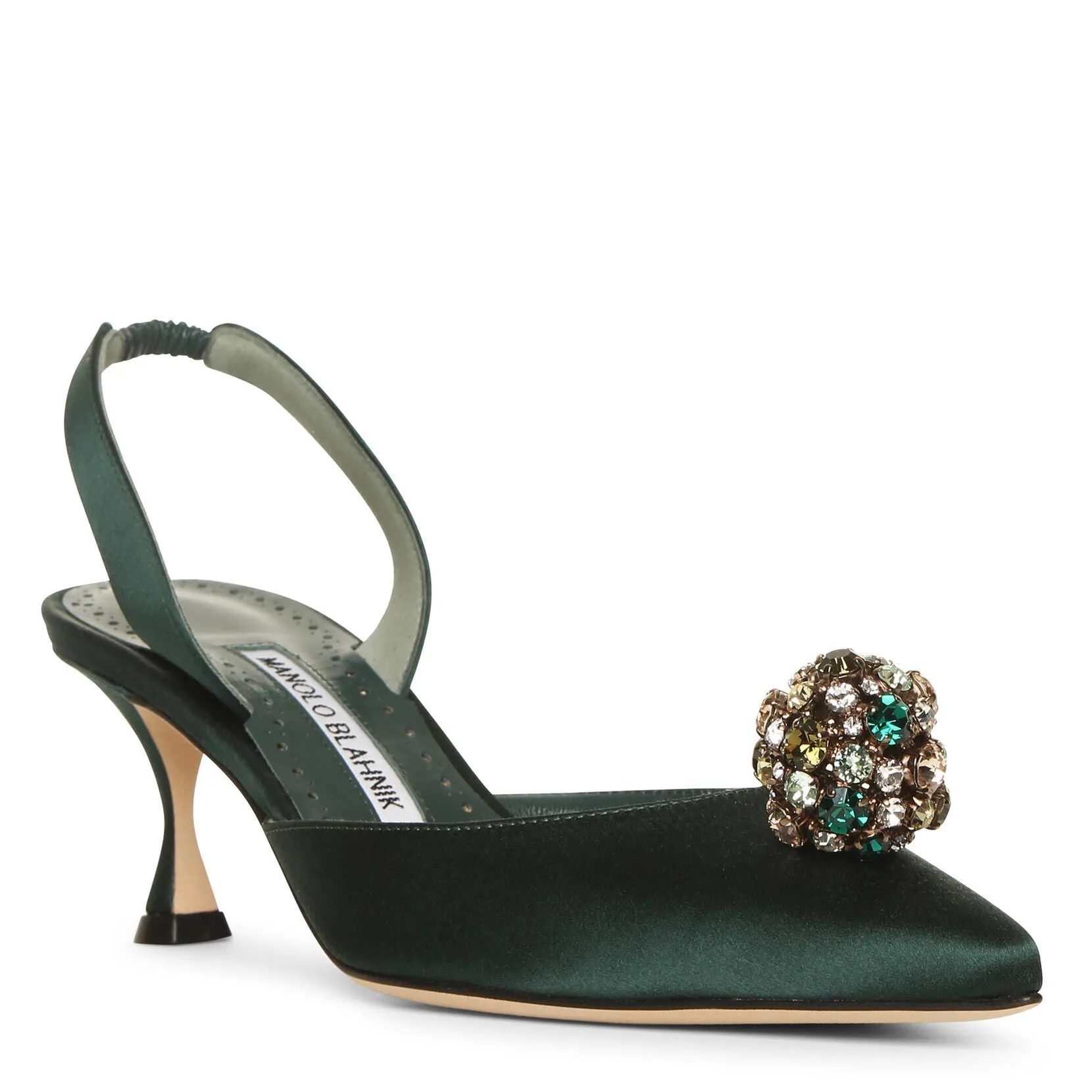 Kavasli 50 green satin slingback pumps