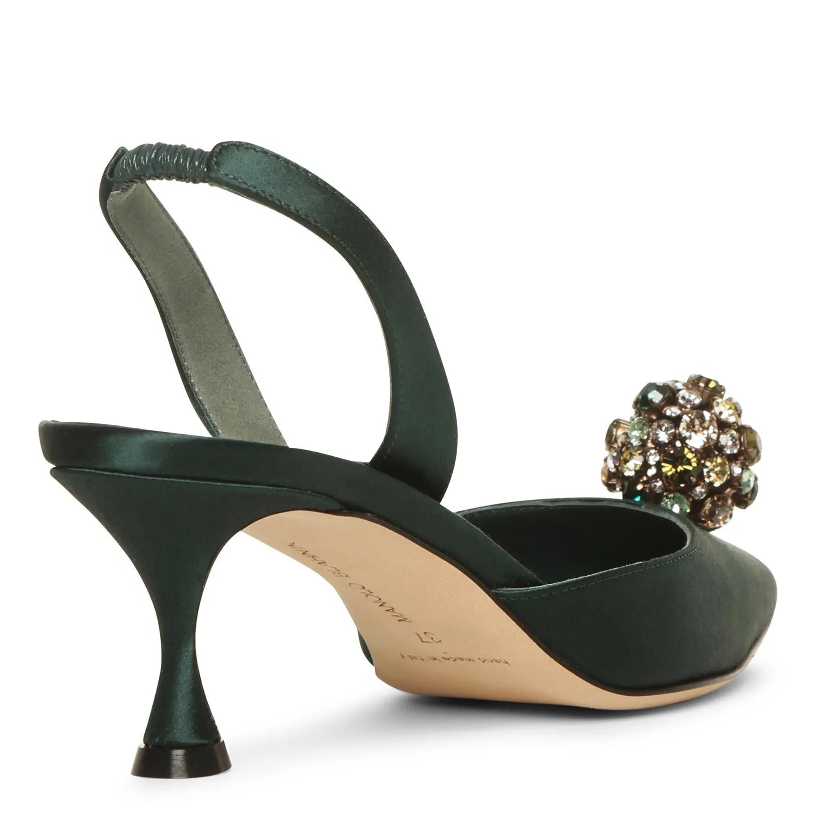 Kavasli 50 green satin slingback pumps