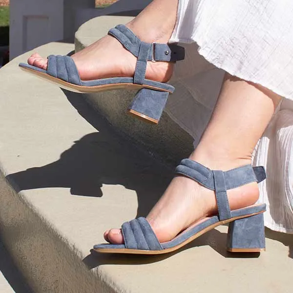 Kilian Blue | Suede mid heel sandal
