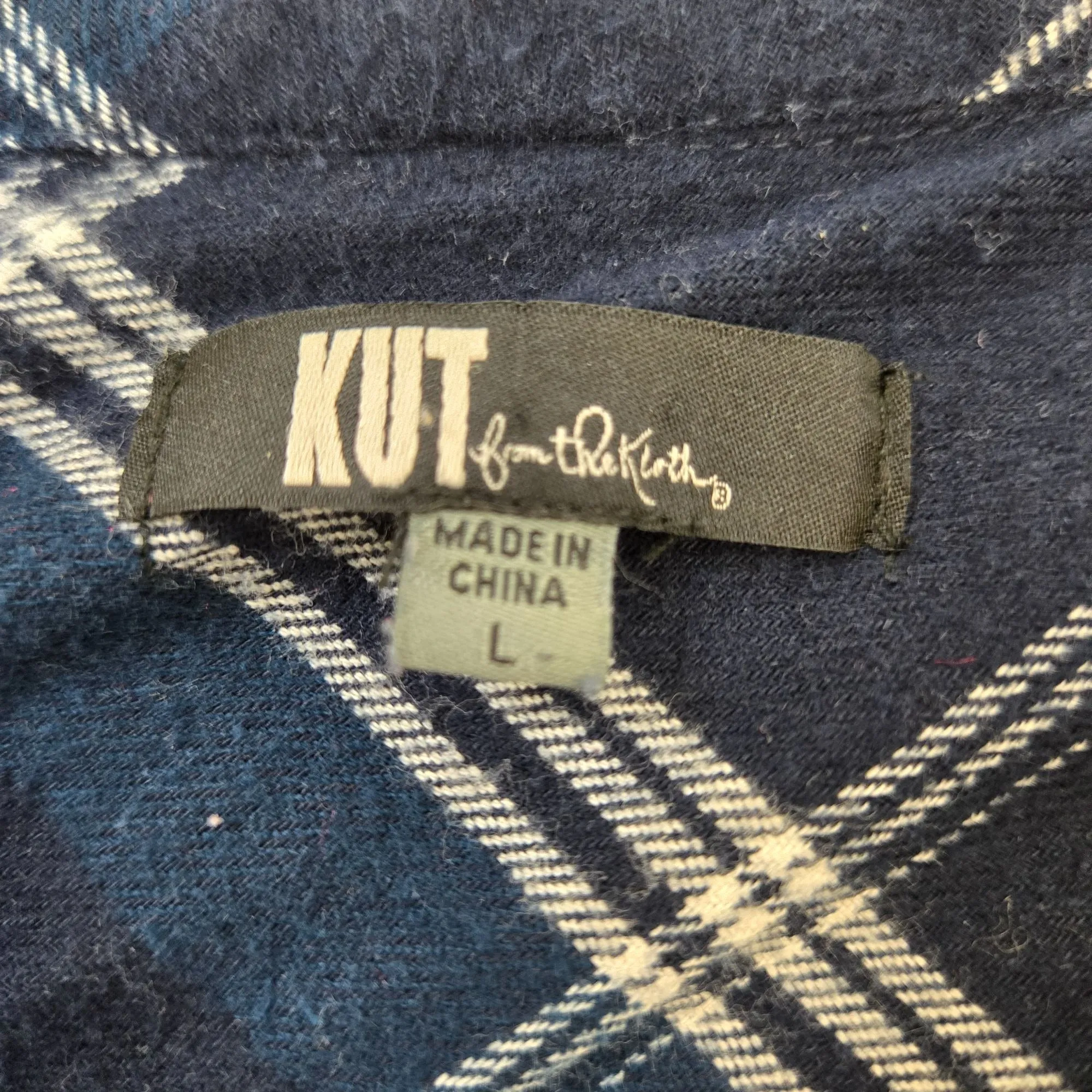 Kut from the Kloth Plaid Flannel Button Down Shirt Size Large