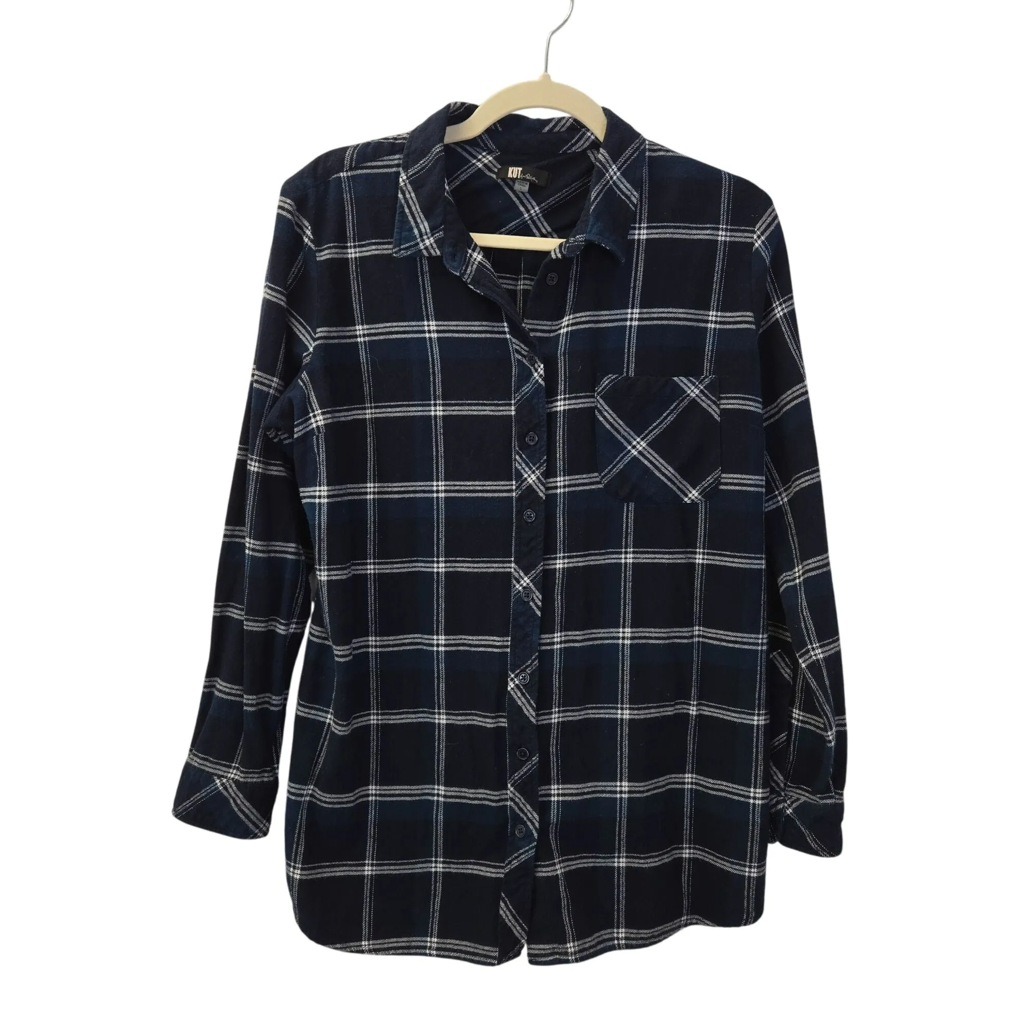 Kut from the Kloth Plaid Flannel Button Down Shirt Size Large