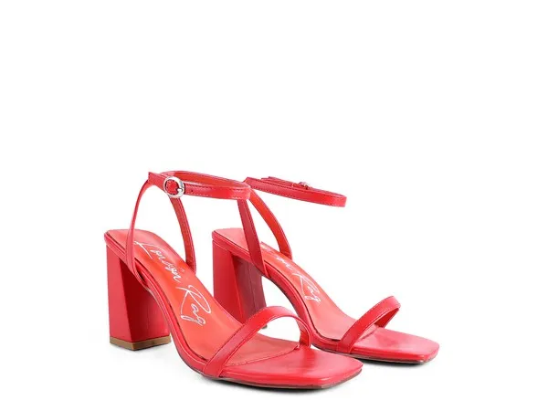 La Muzza -  Red Block Heel Ankle Strap Sandals For women