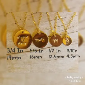 Large Personalized Coin Necklace, 3/4in 19mm