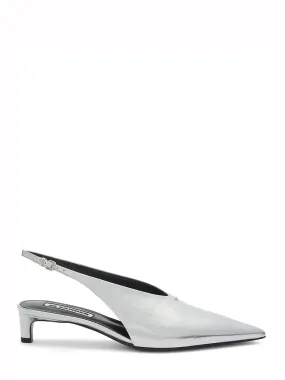 Leather Heel Pumps (Sky Grey)