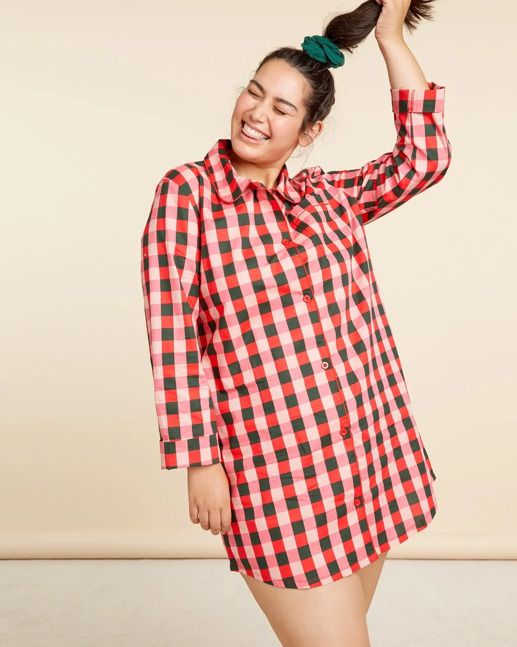 Long Sleeve Leisure Dress - Buffalo Plaid