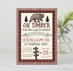 Lumberjack Birthday Invitation Woodland Birthday