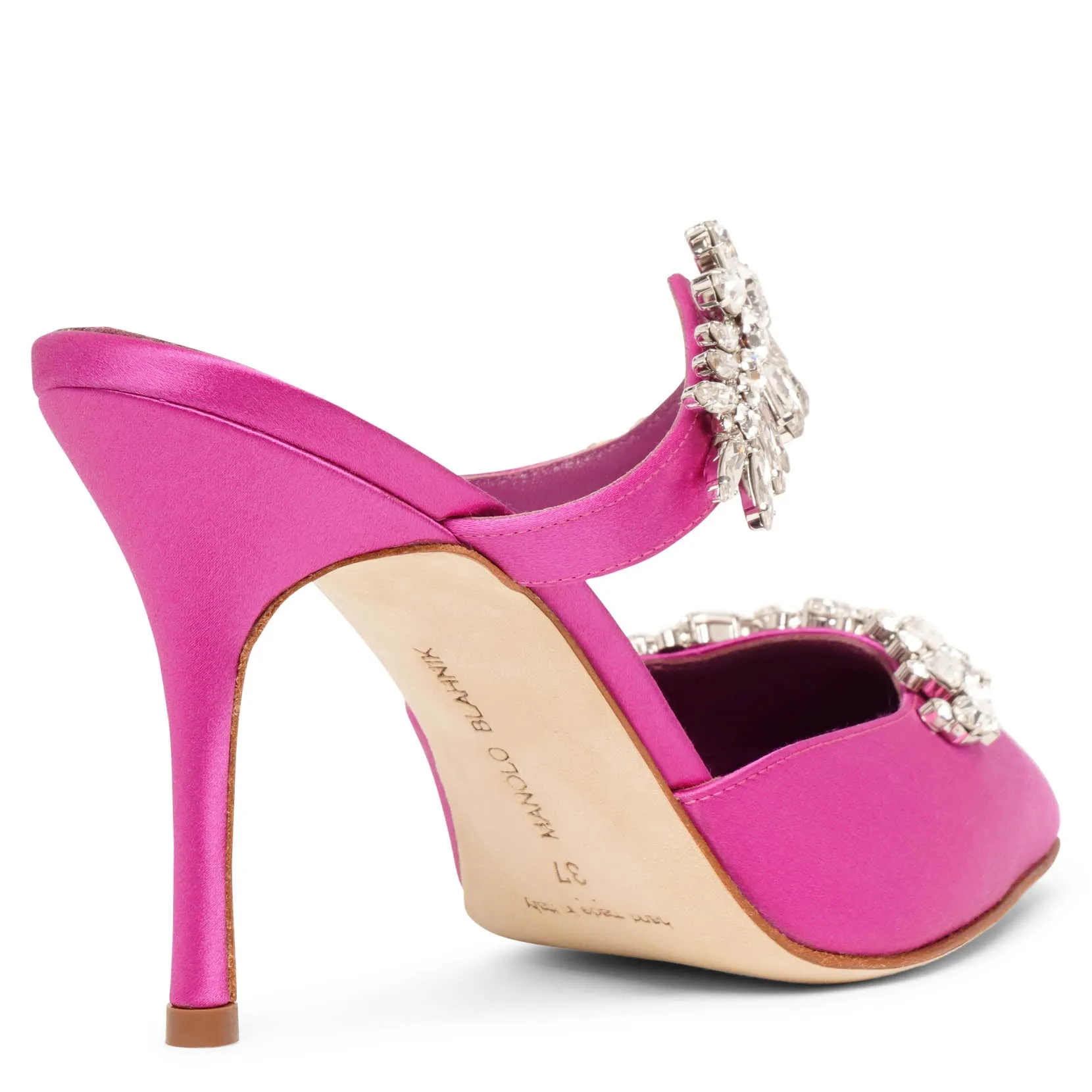 Lurum 90 pink satin mules