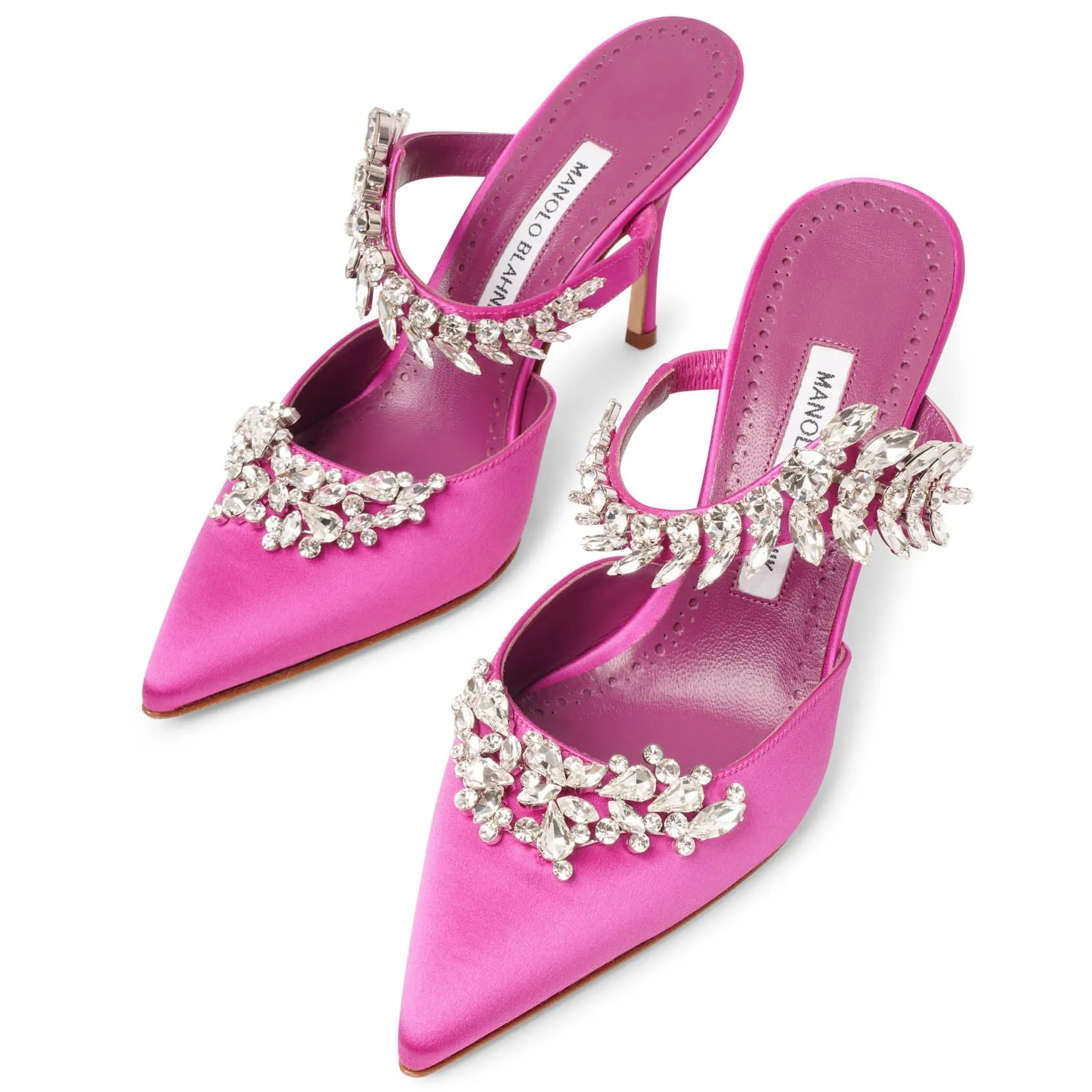 Lurum 90 pink satin mules