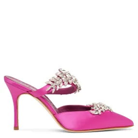 Lurum 90 pink satin mules