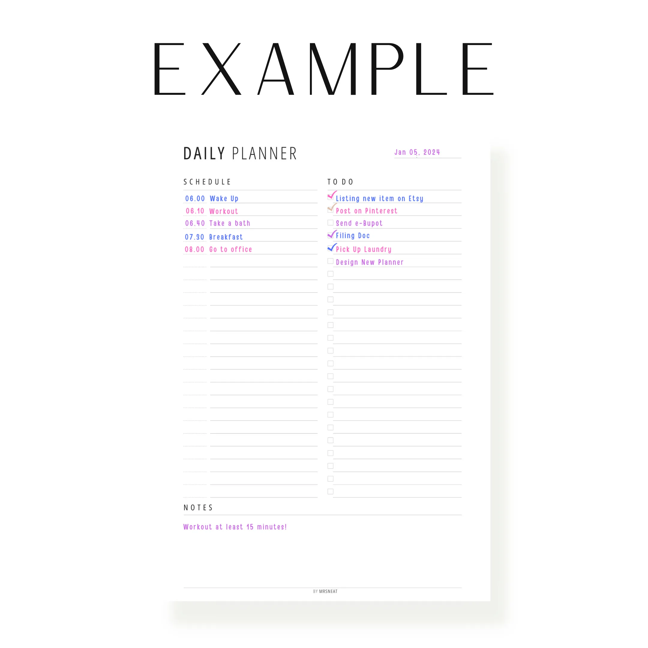 Minimalist Daily Planner Printable - M197