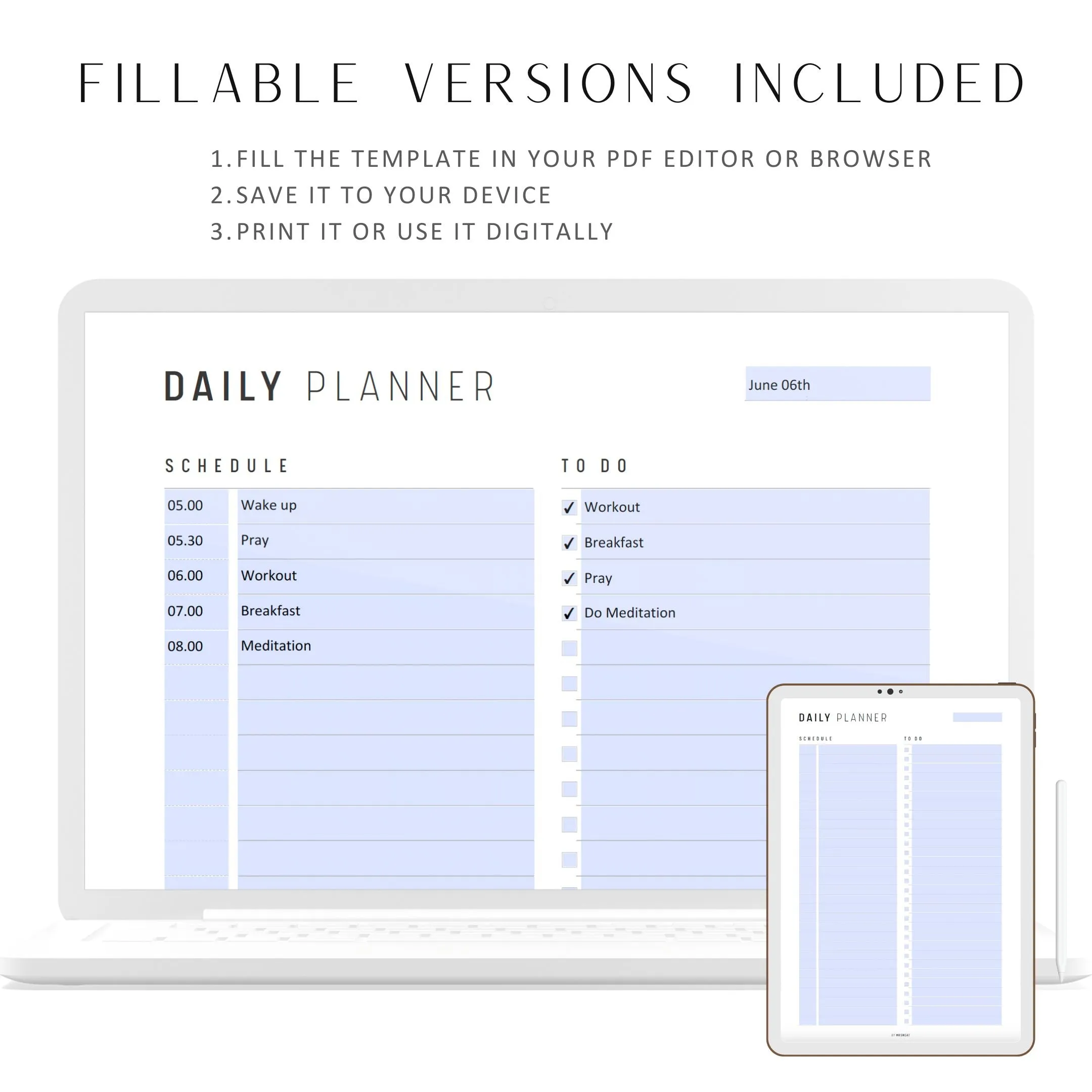 Minimalist Daily Planner Printable - M197
