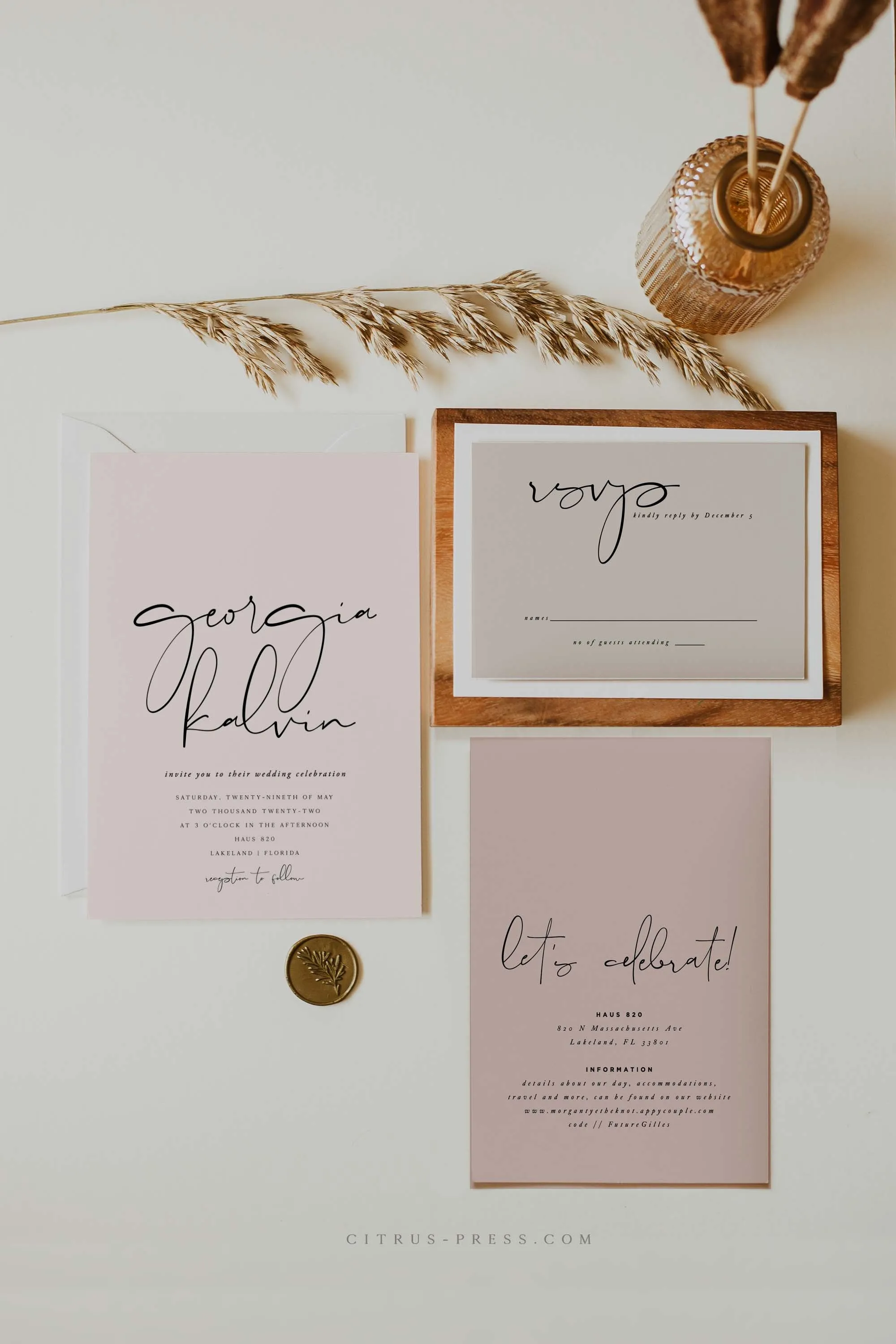 Modern Minimal Wedding Invitation | Georgia