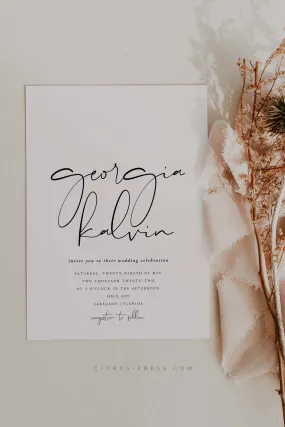 Modern Minimal Wedding Invitation | Georgia