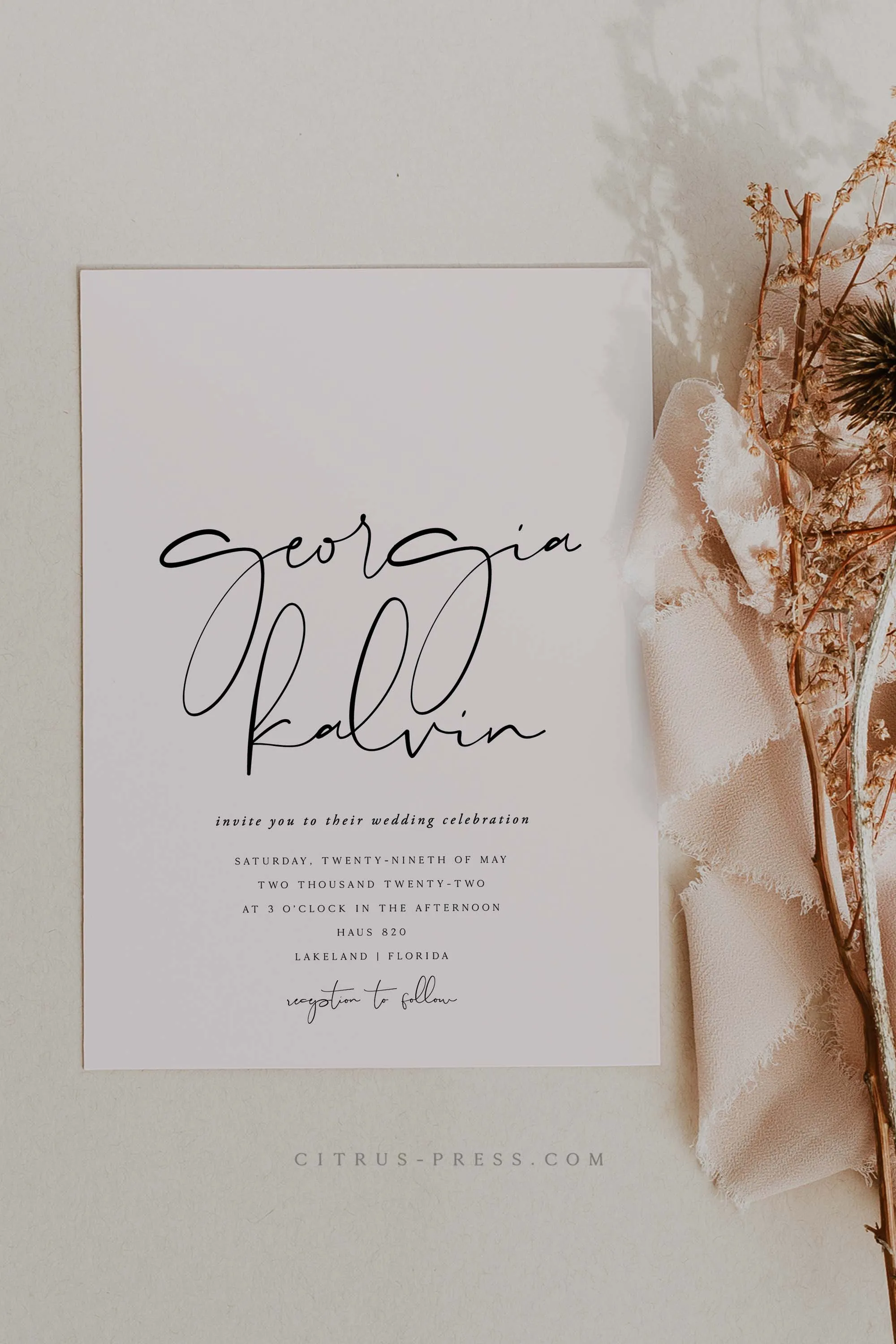 Modern Minimal Wedding Invitation | Georgia