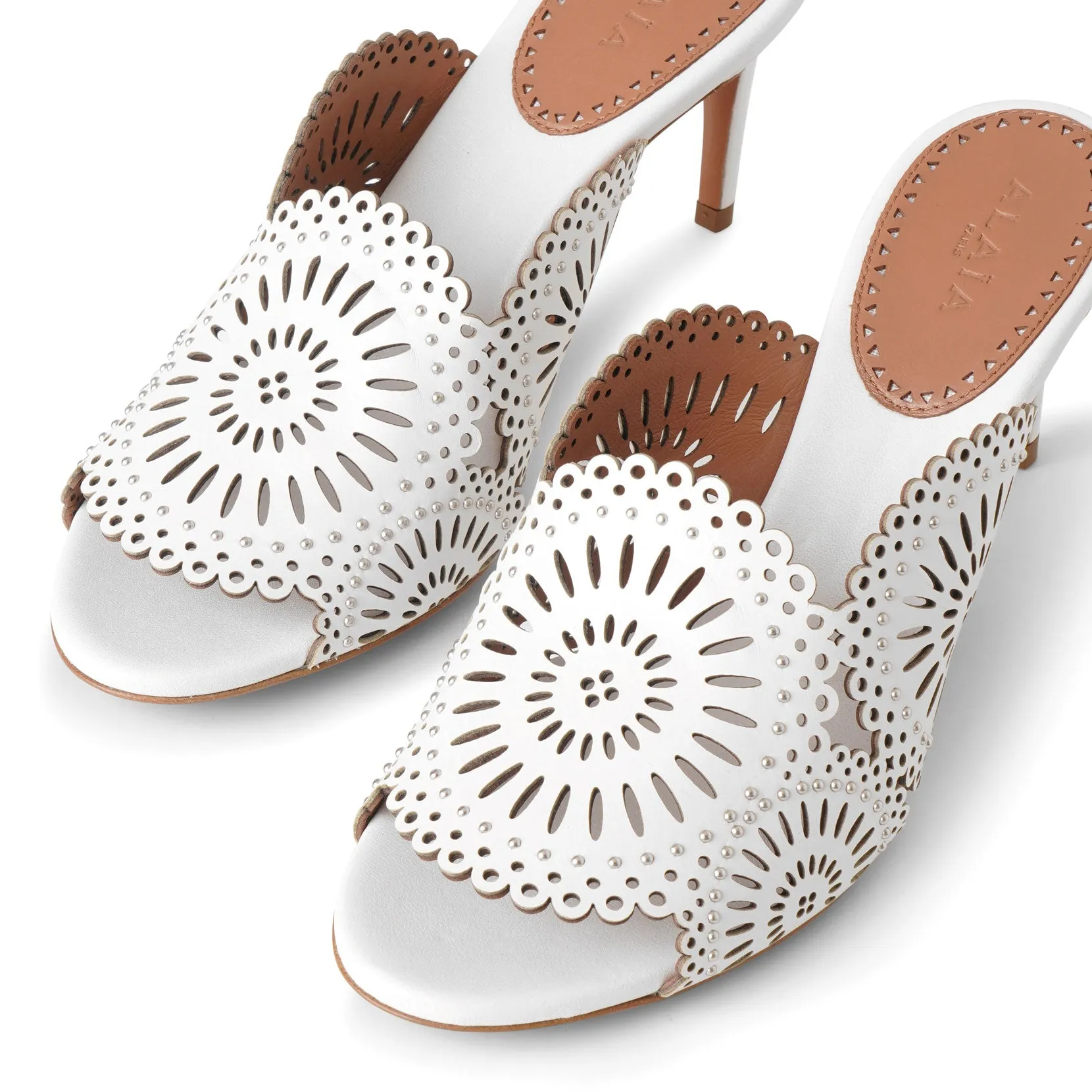 Molukai 70 white leather mules