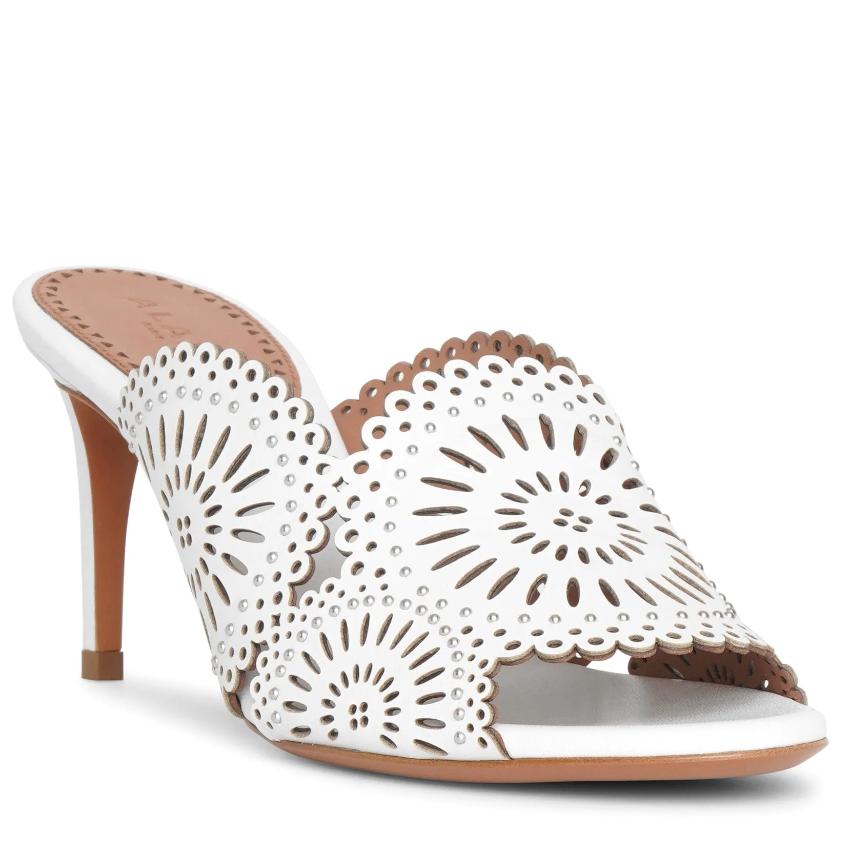 Molukai 70 white leather mules