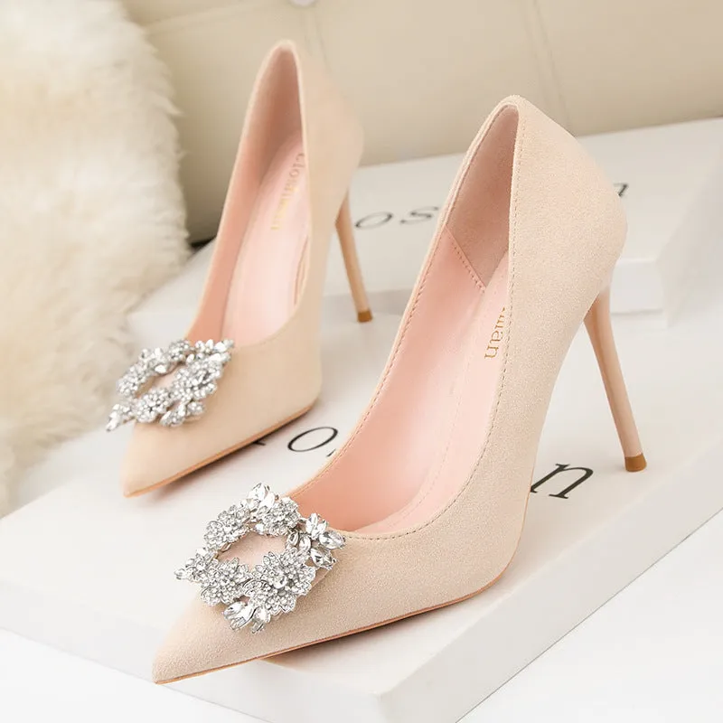 Nemesia Rhinestone Suede Pumps