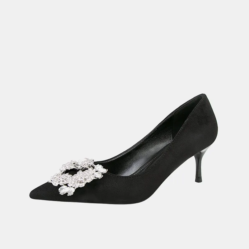 Nemesia Rhinestone Suede Pumps