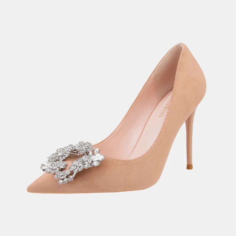 Nemesia Rhinestone Suede Pumps