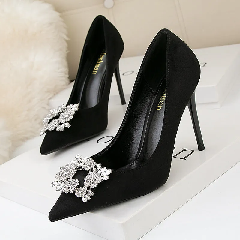 Nemesia Rhinestone Suede Pumps
