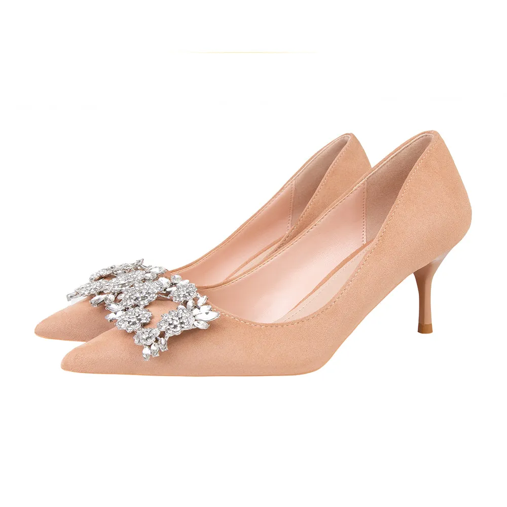 Nemesia Rhinestone Suede Pumps
