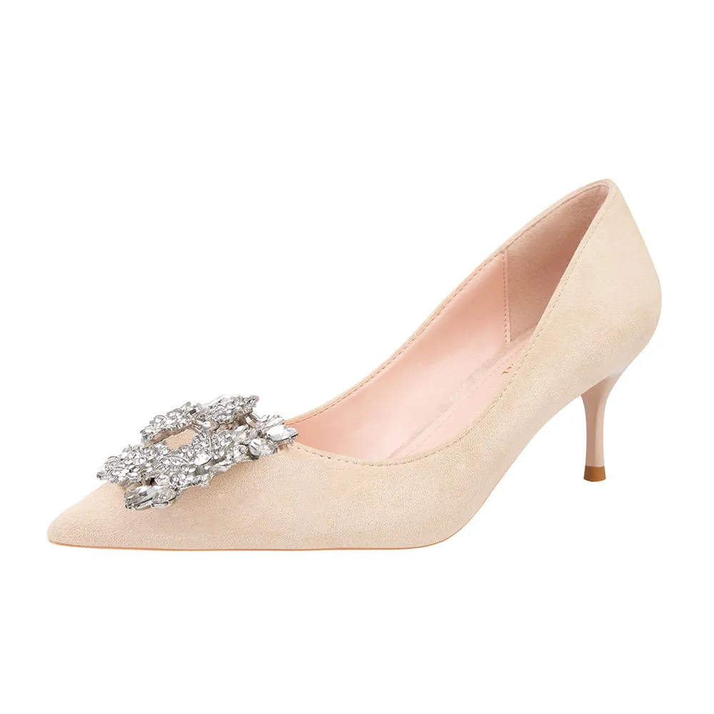 Nemesia Rhinestone Suede Pumps