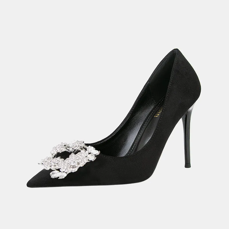 Nemesia Rhinestone Suede Pumps