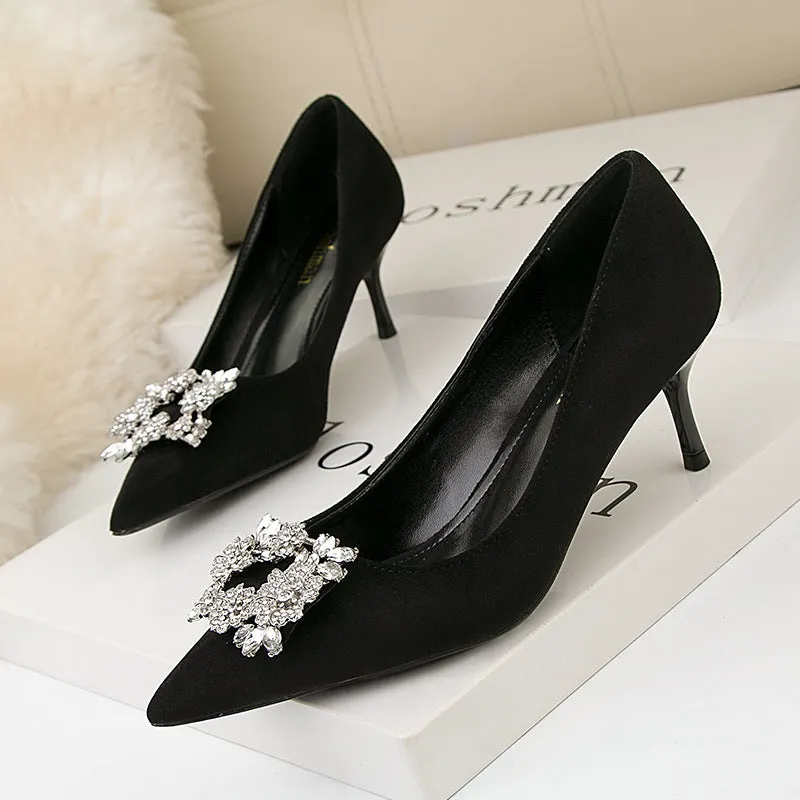 Nemesia Rhinestone Suede Pumps