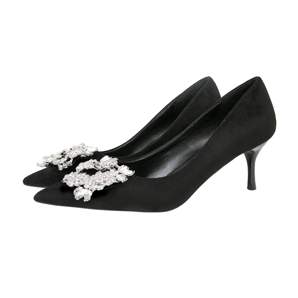 Nemesia Rhinestone Suede Pumps