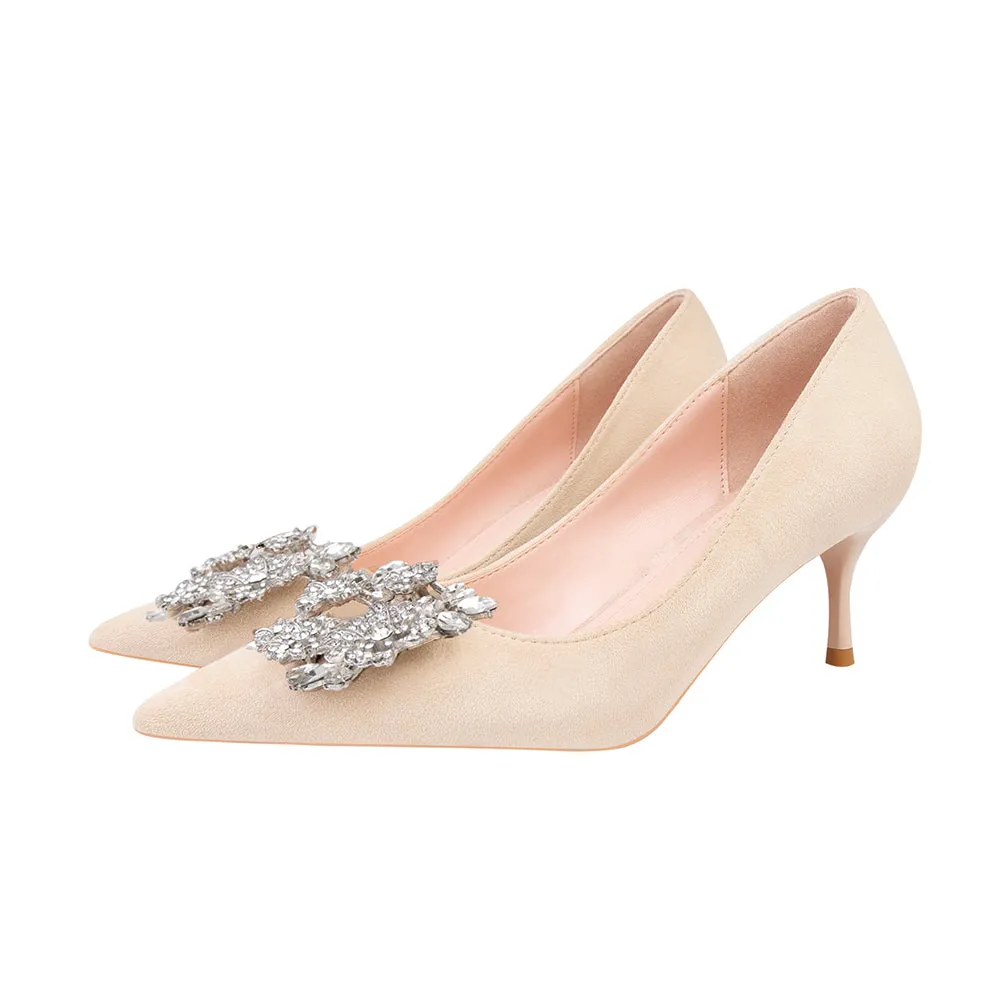 Nemesia Rhinestone Suede Pumps