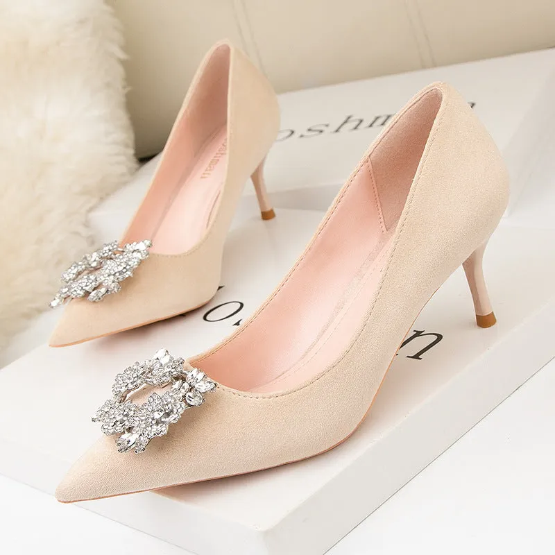 Nemesia Rhinestone Suede Pumps