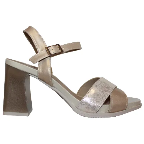 Pitillos Block Heeled Sandals - 5182 - Gold