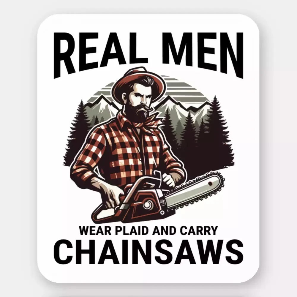 Plaid and Power: The Ultimate Lumberjack Charm with Chainsaw Stickers