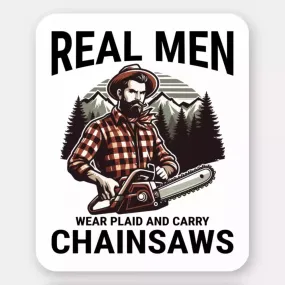 Plaid and Power: The Ultimate Lumberjack Charm with Chainsaw Stickers