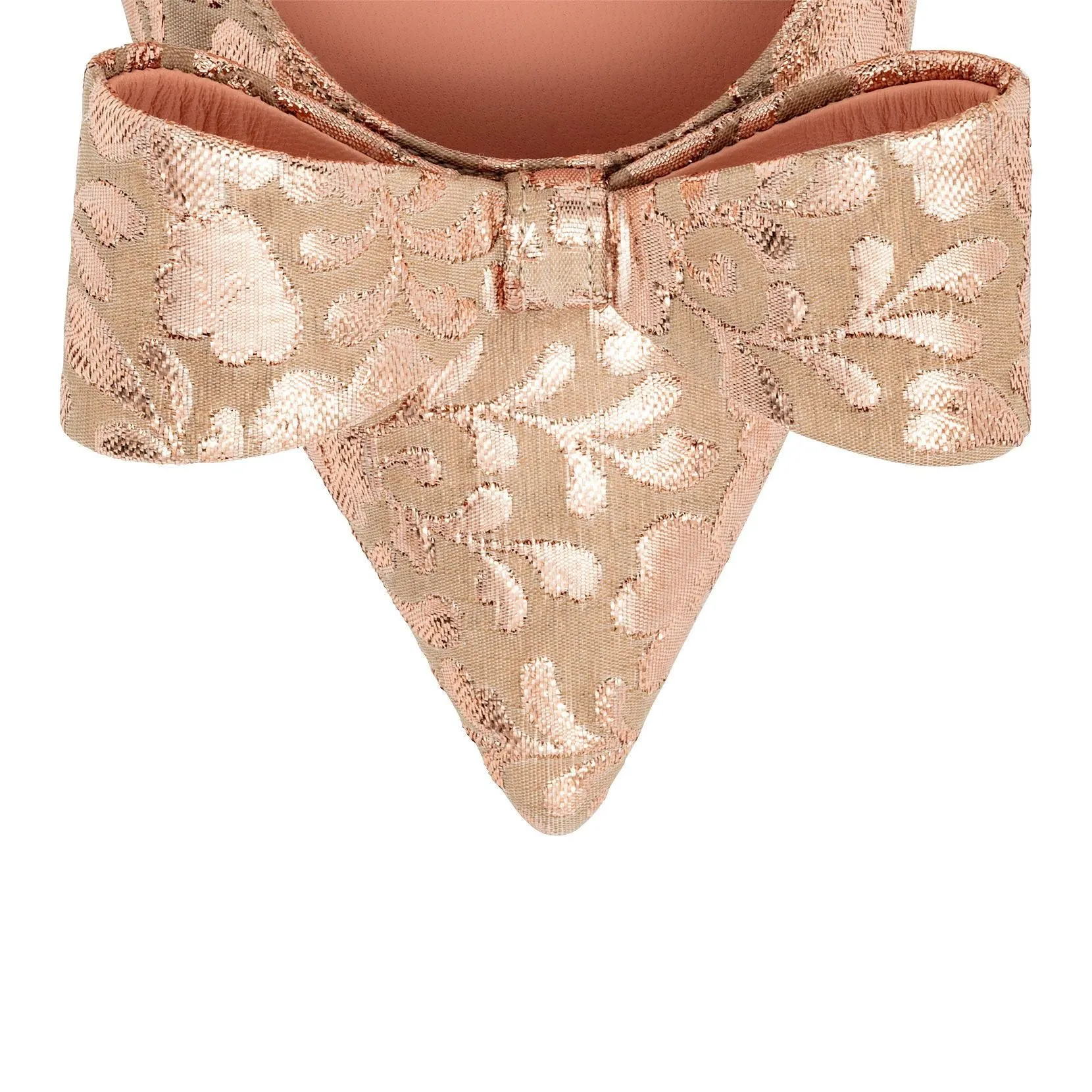 Pointy brocade bow pumps