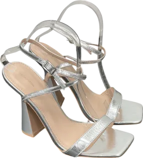 PrettyLittleThing Metallic Square Toe Heeled Sandals UK 8 EU 41 👠