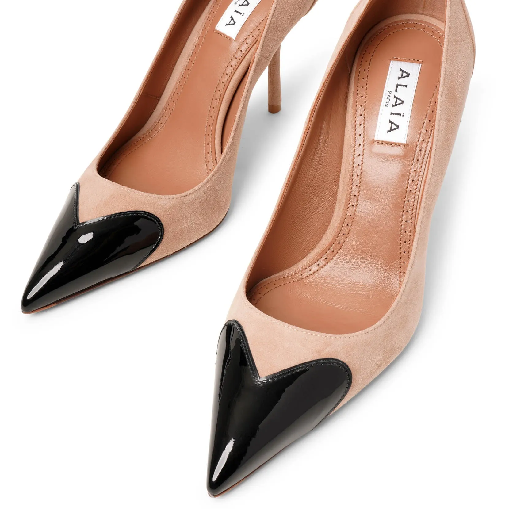 Pump Coeur 90 black and beige suede pumps