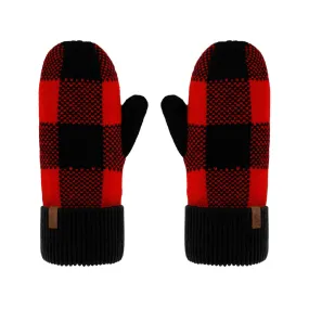 Recycled Mittens - Lumberjack Red