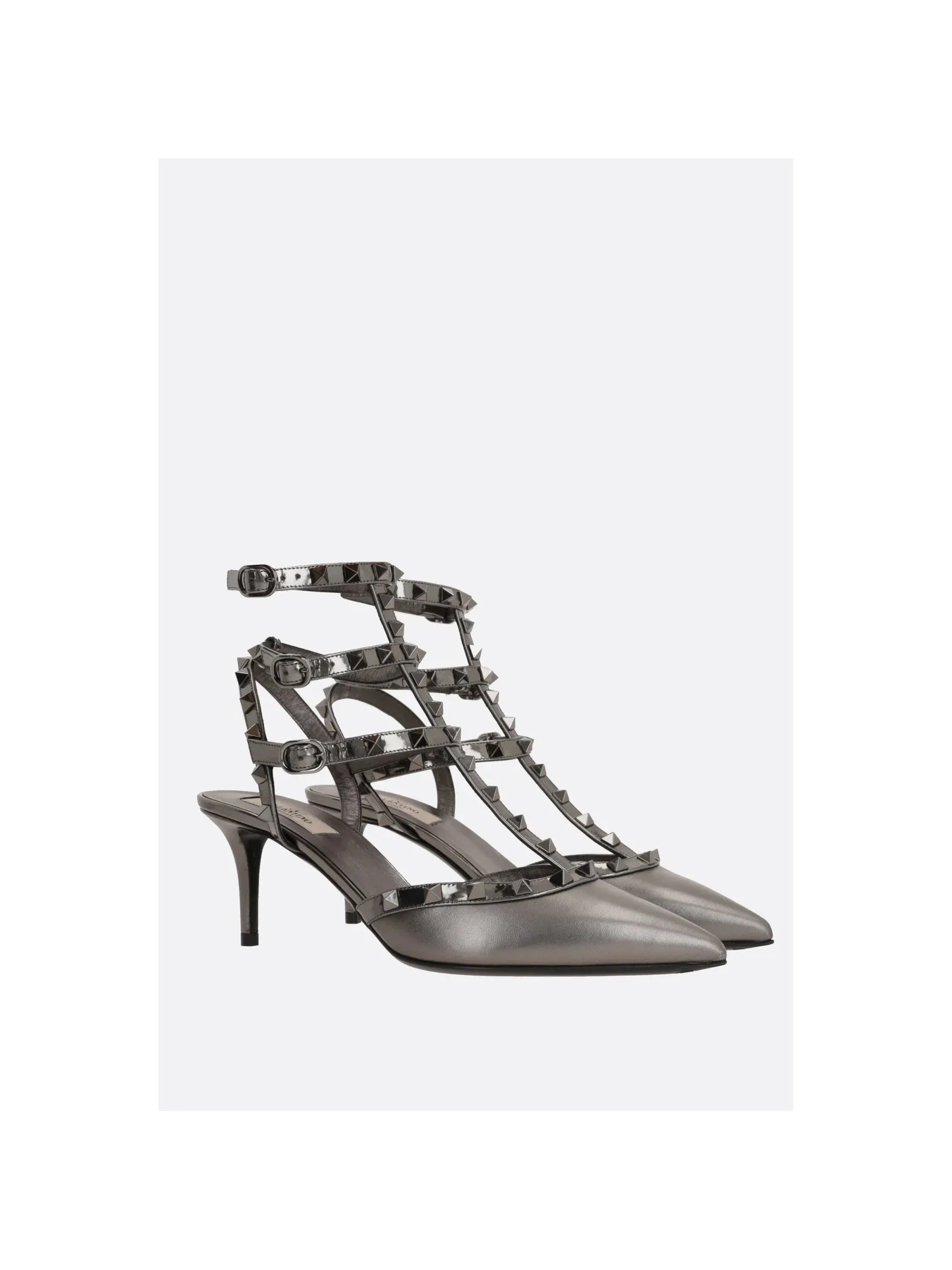 Rockstud Laminated Leather Slingback Pumps