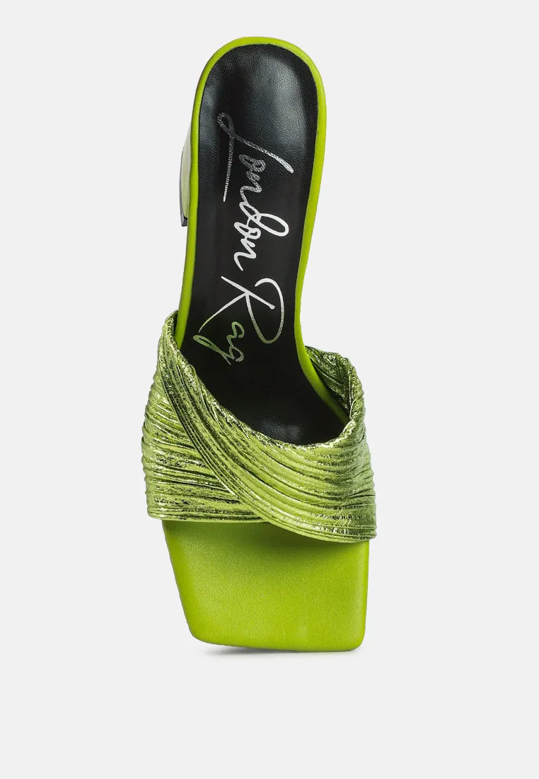 Salty you crinkled triangular block heel sandals